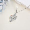 wholesale 925 Sterling Silver Cactus Necklace with Abalone Shell Pendant Plant Nature Jewelry for Women Mom Grandma Cactus Lover-0-4