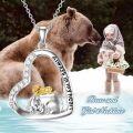 wholesale 925 Sterling Silver Heart-shaped Bear and Angel Pendant Necklace for Women Girls Mothers' Day Gift-0-3
