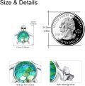 wholesale 925 Sterling Silver Sea Turtle Stud Earrings with Iridescent Scales and Black Eyes - Ocean Themed Jewelry for Women & Girls-0-5