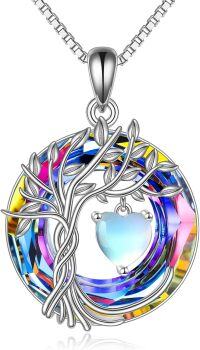 wholesale Sterling Silver Crystal Tree of Life Necklace for Women Birthstone Pendant-06-Jun-Moonstone