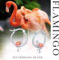 wholesale 925 Sterling Silver Fire Opal Flamingo Hoop Earrings for Women and Girls-0-5