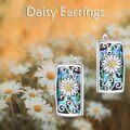 wholesale 925 Sterling Silver Daisy Flower Shell Inlay Rectangular Stud Earrings-0-4