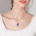 wholesale 925 Sterling Silver Turquoise Forest Moon Cat Pendant Necklace for Women-0-5