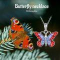 wholesale 925 Sterling Silver Purple & Yellow Enamel Butterfly Pendant Necklace for Women Gifts-0-23