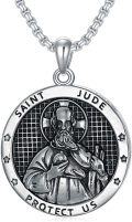 wholesale 925 Sterling Silver Saint Jude Protect Us Pendant Necklace 24 Chain-0-0