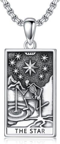 wholesale 925 Sterling Silver The Star Tarot Pendant Necklace for Men Women Gifts-Star