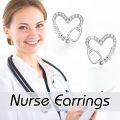 wholesale 925 Sterling Silver Stud Earrings Stethoscope for Nurse Doctor RN Medical Student-0-1