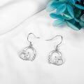 wholesale 925 Sterling Silver Swan Heart Dangle Drop Earring  for Women Girls Mother's Day Anniversary Birthday Christmas Holiday Present Idea 4cm Long-0-2