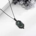 wholesale 925 Sterling Silver Black Raven Pendant Necklace with Green Stone Background-0-2