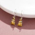 wholesale 925 Sterling Silver Spiral Wire-wrapped Dangle Earrings With Citrine Gemstones-0-1