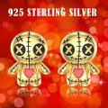wholesale 925 Sterling Silver Plated Rose Gold Metal Voodoo Doll Stud Earrings - Gothic Horror Style Skeleton Heart Pendant Jewelry for Women Girls 2 Pcs Set-0-9
