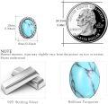 wholesale 925 Sterling Silver Oval Turquoise Stud Earrings with Braided Edge and Blue Stone for Women's Fashion Accessories-0-1