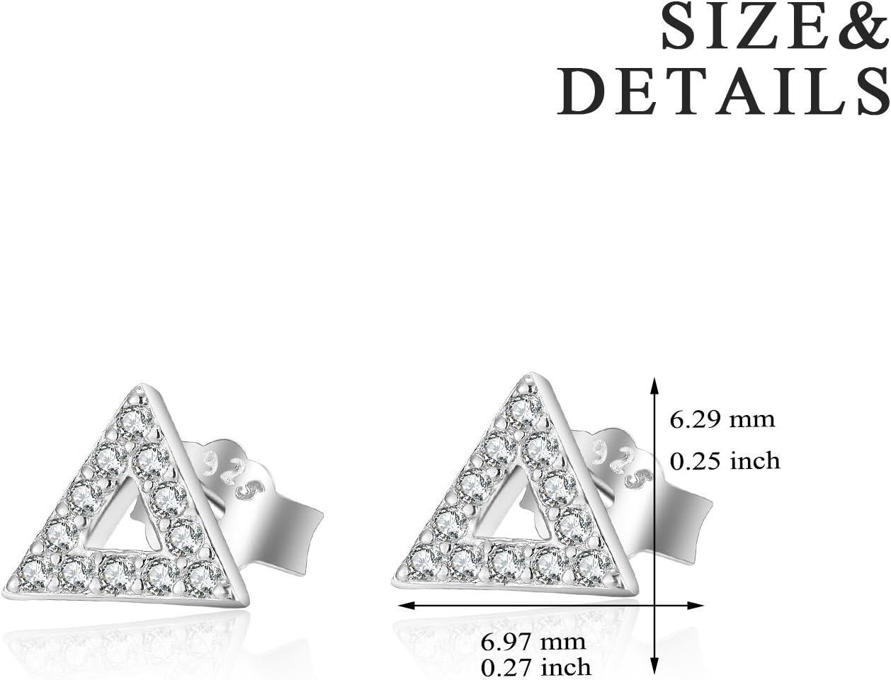 Sterling Silver Cubic Zirconia Triangle Earrings for Women Teens Dainty Gifts-0-1