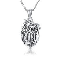 wholesale 925 Sterling Silver Anatomical Heart Tree House Pendant Necklace Oxidized Finish-Anatomical Heart