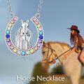 wholesale 925 Sterling Silver Rainbow Crystal Horseshoe Pendant Necklaces  for Her Him-0-1