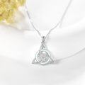 wholesale 925 Sterling Silver Triquetra Pendant with Opal Stone Necklace  for Women Christmas-0-2