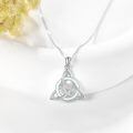 wholesale 925 Sterling Silver White Gold Plated Celtic Trinity Knot Opal Pendant Necklace-0-2