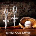 wholesale 925 Sterling Silver Baseball Stitched Cross Drop Dangle Earrings - Irish Fashion s for Women-0-4
