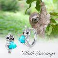 wholesale 925 Sterling Silver Turquoise Heart Sloth Huggie Hoop Earrings for Women and Teenage Girls-0-3