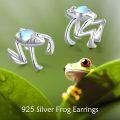 wholesale 925 Sterling Silver Frog Shape Moonstone Clip-On Cartilage Ear Cuffs for Men & Women - Vintage Style Non-Pierced Studs-0-2