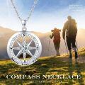 wholesale 925 Sterling Silver Round Compass Pendant Necklace with Cubic Zirconia and Inspirational Message Never Lose Your Way - Graduation Gift for Her Him-0-4