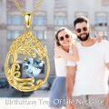 wholesale Sterling Silver Yellow Gold Plated Gemstone Tree of Life Pendant Necklace-0-16