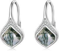 wholesale 925 Sterling Silver Celtic Teardrop Filigree Earrings Jewelry Gifts for Women-Moss Agate Drop Earrings
