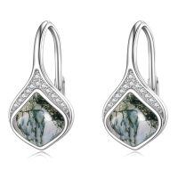 wholesale 925 Sterling Silver Celtic Teardrop Filigree Earrings Jewelry Gifts for Women-Moss Agate Drop Earrings
