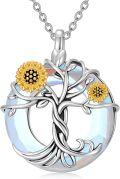 wholesale TOUPOP Sunflower Necklace 925 Sterling Silver Tree Of Life Sunflower Pendant Necklace With Crystal Birthday Christmas Jewelry Gifts For Women -0-0