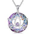 TOUPOP Sterling Silver Crystal Lotus Flower Pendant Necklace-0-0