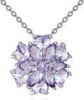 wholesale  925 Sterling Silver Light Purple Cubic Zirconia June Birthstone Flower Necklace for Women-0-0