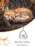 wholesale 925 Sterling Silver Fox in Heart Pendant Necklace s for Women-0-2