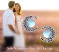 wholesale 925 Sterling Silver Celtic Knot Moonstone Stud Earrings for Women and Men-0-1