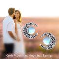 wholesale 925 Sterling Silver Celtic Knot Moonstone Stud Earrings for Women and Men-0-1