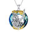 TOUPOP 925 Sterling Silver Crystal St Christopher Medal Jewelry-0-0