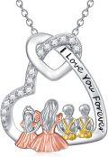 wholesale Sterling Silver 14K Gold Plated Mother Father Daughter Son Necklace Mother s Day Gift-0-6
