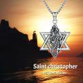 wholesale 925 Sterling Silver Star of David Pendant with Saint Christopher and Compass Charm Necklace for Men Women  45cm Chain Length -0-1