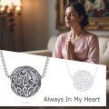 wholesale 925 Sterling Silver Round Floral Locket Pendant Chain Necklace for Ashes Memory Keepsake s for Women and Girls-0-3