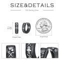wholesale 925 Sterling Silver Hoop Earrings Gun Black Plated Egyptian Hieroglyphs-0-3