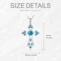 wholesale 925 Sterling Silver Natural Turquoise Stone Cross Pendant Necklace for Women  48cm Chain Length-0-3