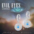 wholesale 925 Sterling Silver Blue Opal Evil Eye Huggie Hoop Earrings for Women - Hypoallergenic  Idea-0-3