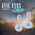 wholesale 925 Sterling Silver Evil Eye Drop Earrings For Women White Gold Plated Blue Created Sapphire-0-3