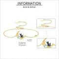 wholesale 14K Gold Moon Cat Charm Rainbow Moonstone Bracelet for Women Girls-0-3