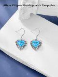 wholesale 925 Sterling Silver Heart-Shaped Turquoise Dangle Drop Earrings Gift for Mom-0-3