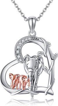 wholesale 925 Sterling Silver Elephant Family Pendant Necklaces - Cute Animal Love Gifts for Women and Mothers-Elephant
