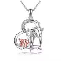 wholesale 925 Sterling Silver Elephant Family Pendant Necklaces - Cute Animal Love Gifts for Women and Mothers-Elephant