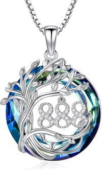 wholesale Sterling Silver Tree of Life Angel Number Necklace Numerology Jewelry Gift-888
