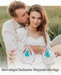 wholesale 925 Sterling Silver Teardrop Turquoise Bohemian Drop Earrings-0-5