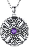 wholesale 925 Sterling Silver Purple Amethyst Celtic Knot Pendant Necklace for Women-0-0
