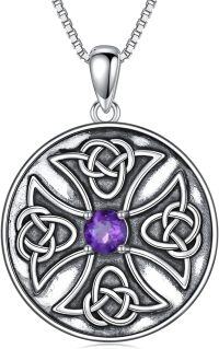 wholesale 925 Sterling Silver Purple Amethyst Celtic Knot Pendant Necklace for Women-Type4